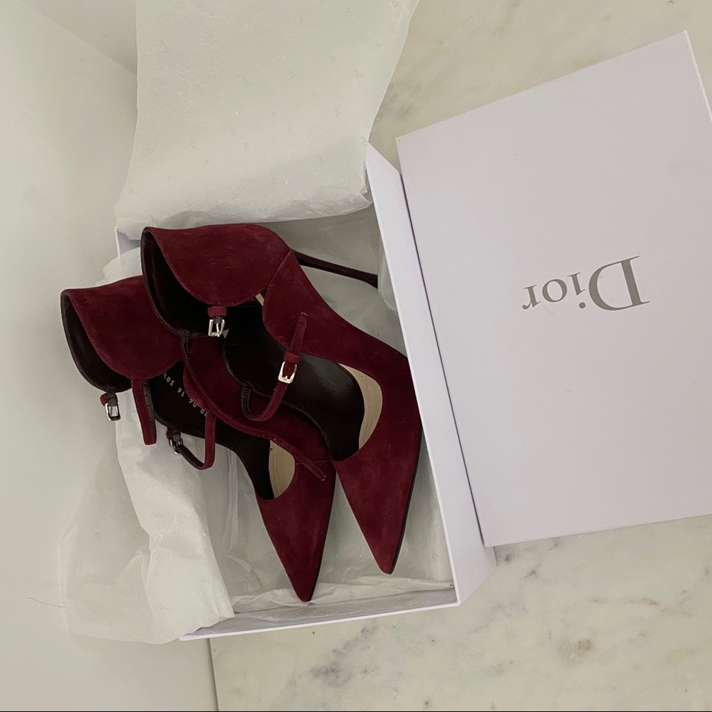 Christian Dior Petal Pointed-Toe Buckle 100mm Pump